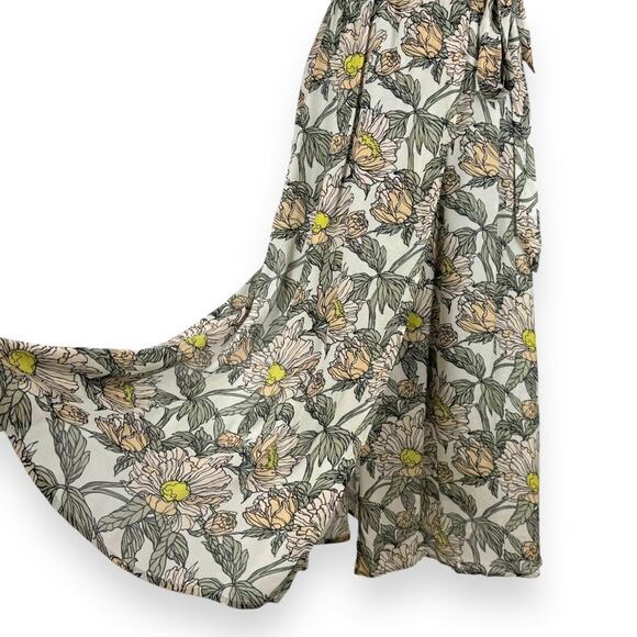 Anthropologie Blank London Dress Womens XS Gray Floral Flounce Maxi Wrap - Picture 4 of 14